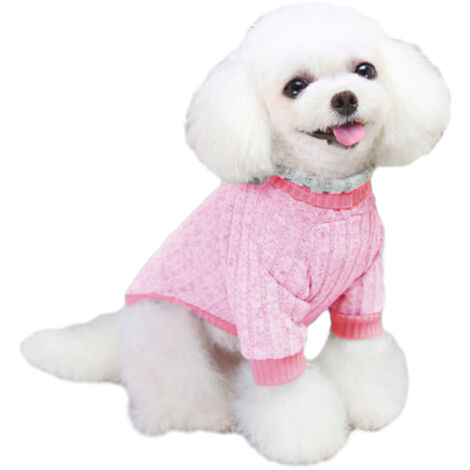 Vêtements pour chien, doux, polaire, pull chaud d'hiver en tricot pour animaux de petite et moyenne taille (rose)