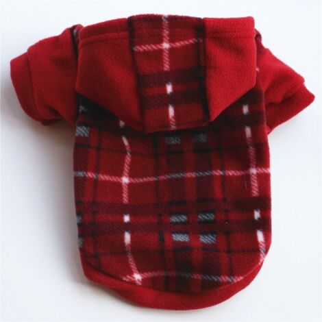 Vêtements pour chiens automne mode pull à capuche polaire petit chien bichon pull chaud（Rouge XS）