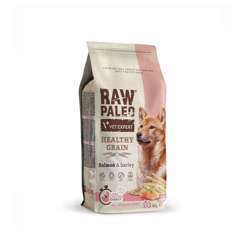 Carvetec - VetExpert Raw Paleo Healthy Grain Saumon & Orge Adulte - Croquettes pour chien - 10kg