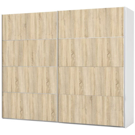 Veto Kleiderschrank 2 Türen, breite 242 cm, weiss und Eiche Struktur Dekor.