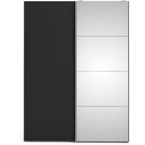 Veto  Schiebetürenschrank B150 cm 1 Tür und 1 Spiegeltür weiß und mattschwarz.