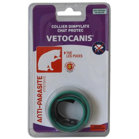 Vetocanis Collier Anti Puces Et Anti Tiques Au Dimpylate 8 Mois De Protection Vert Pour Chat Vetobio