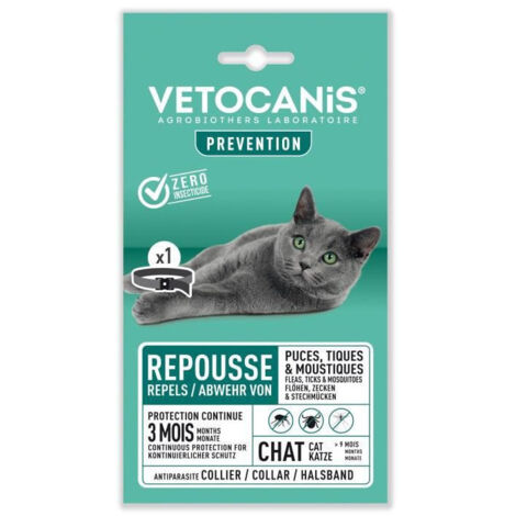 VETOCANIS Collier Anti-Puces et Anti-Tiques pour Chat, Protection 3 mois