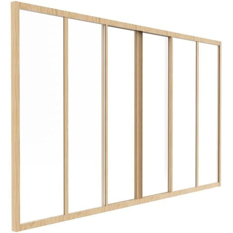 VENTE-UNIQUE Vetrata scorrevole 180 x 105 cm in Alluminio termolaccato Naturale chiaro - RAVENA