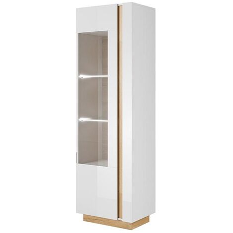 Vetrina 1 anta con LED Bianco brillante e Rovere - MURARI