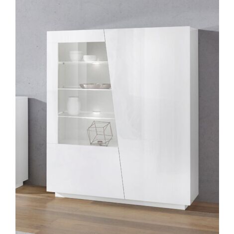 Vetrina 2 Ante 120x43x146 cn Vega Bianco Lucido