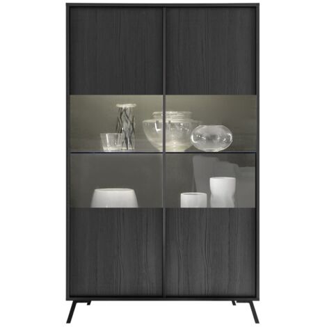 Vetrina 2 porte collezione SKY. Colore rovere nero