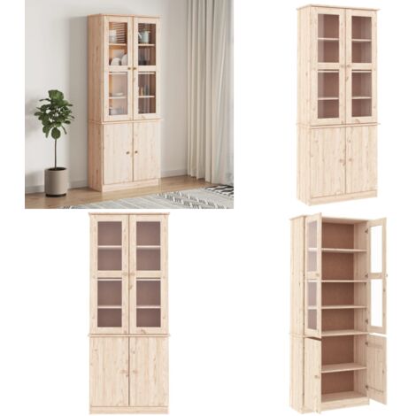 Vetrina ALTA 77x35x186,5 cm in Legno Massello di Pino - Vetrina in pino - Vetrina con ante in vetro