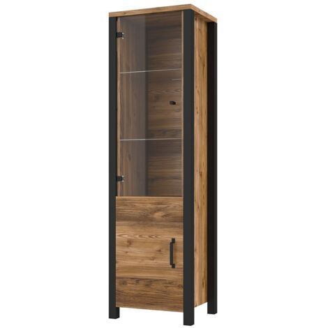 Vetrina alta a 2 porte design DARWIN – Abete e nero