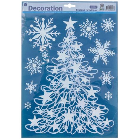 Vetrina bianca glitterata 29x41cm - Feeric lights & christmas