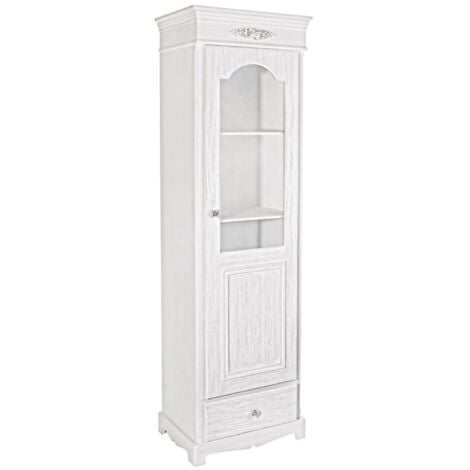 Vetrina "Blanc" in MDF con finitura Bianca opaca, maniglie in poliresina -114 cm