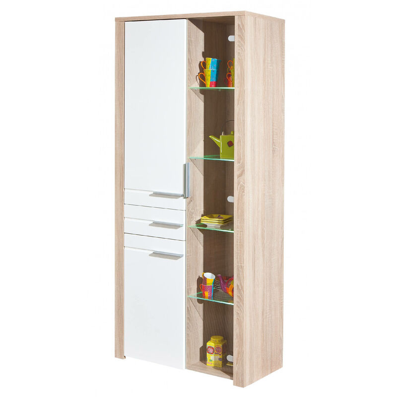 Mobile Dispensa Per Cucina.Vetrina Con Led Mobile Bianco Cassetto Credenza Buffet Dispensa Soggiorno Cucina 4010340195263