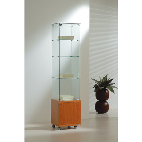 Vetrina con Mobile Cristalli Temperati 40x40xh180 cm Made in Italy Colore Grigio