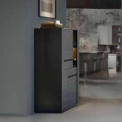 Vetrina credenza Alce 2 ante nero con particolari oro