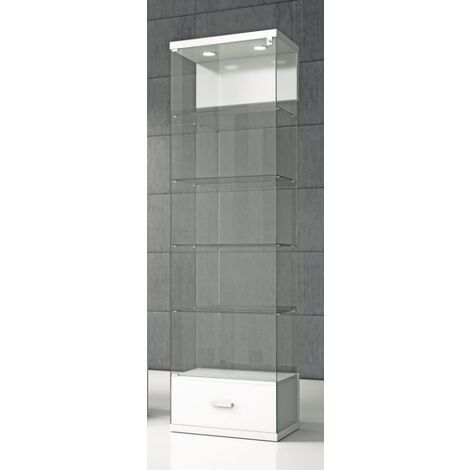 Vetrina in Cristalli Temperati con Faretti LED e base con cassetto 60 x 40 x 210 cm VE/60C
