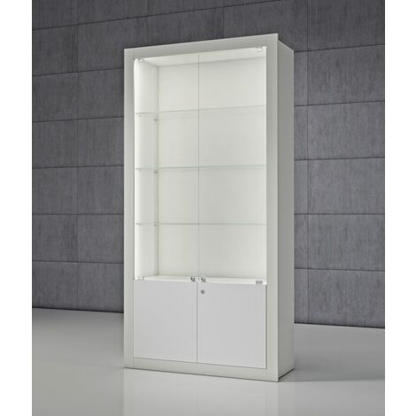 Vetrina in cristalli temperati con mobile con ante 100 x 40 x 210 cm QF/SA