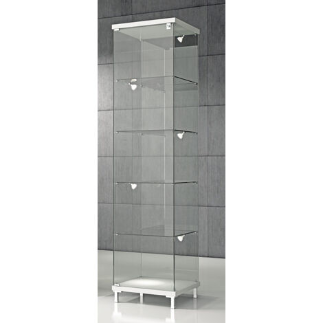 Vetrina In Cristallo Temperati con Faretti LED laterali e mobile 45 x 45 x190 cm Q/45M