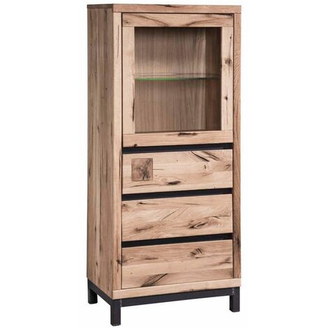 vetrina in legno di Quercia Selvatica 65x40x148 bianco oliato VILLANDERS 203