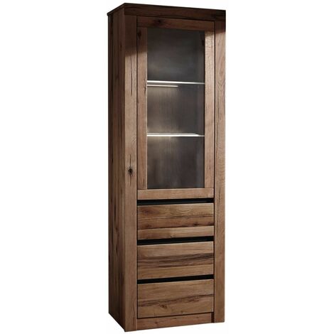 vetrina in legno di Quercia Selvatica/ Cerro 62x42x190 tabacco marrone oliato MONTREUX 321