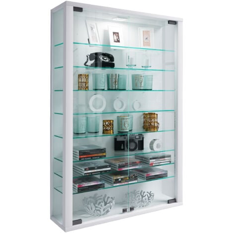 Vetrina in vetro VCM sospesa Vetrina vetrina con vetro di sicurezza ESG Dimensioni: A. 91 x L. 59 x T. 18 cm Vetrina appesa vetro Moderno e salvaspazio Vetrina in vetro - Vitrosa Mini (Bianco)