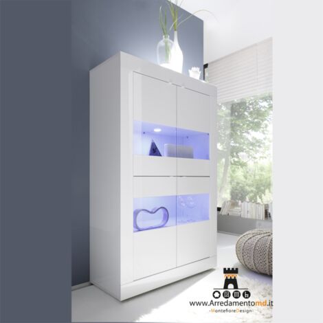 Vetrina linea Basic con 4 ante Laccata Bianco Lucido