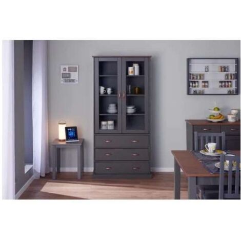 Vetrina Luzerna 10 Grigio Seppia 90 x 38,4 x 190 cm