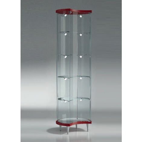 Vetrina Mezza Luna Laccata in Cristallo Temperato 4 Ripiani  Altezza 190 cm Diametro 56 cm