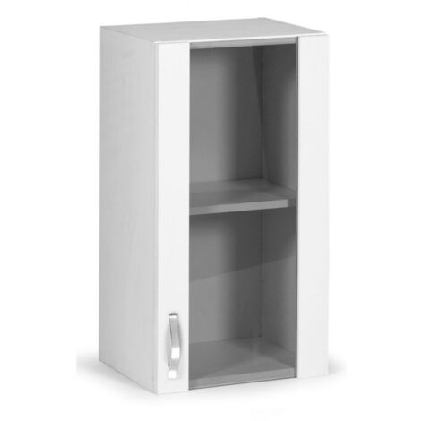 Vetrina pensile per cucina 40 cm 1 anta bianco frassinato