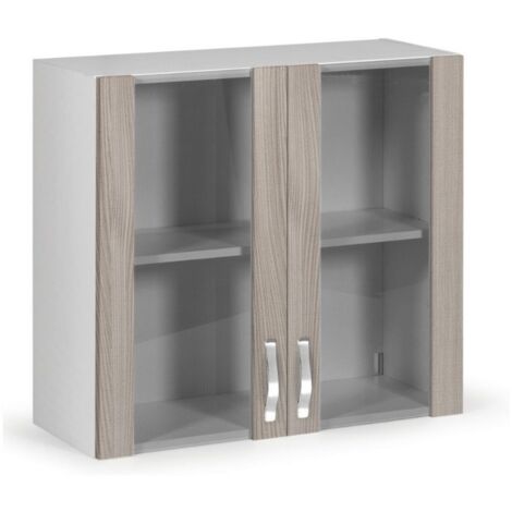 Vetrina pensile per cucina doppia anta 80 cm colore olmo