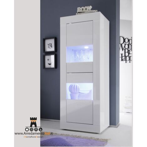 Vetrina piccola Linea Basic con 2 ante colore bianco lucido