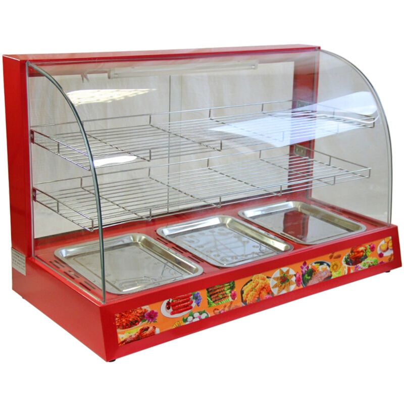 90cm Electric Food Warmer Cabinet, Red, 95cm x 59cm x 45cm, - Kukoo