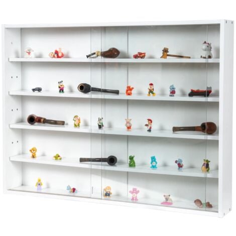 vetrinetta espositore per collezionismo bellahome bianco con ante in vetro temperato 80x11x60 cm
