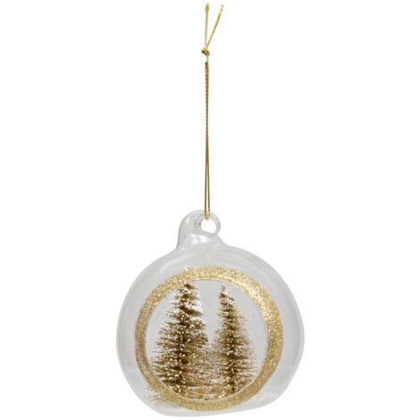 Vetro bdn 80mm abeti neve oro - Feeric lights & christmas