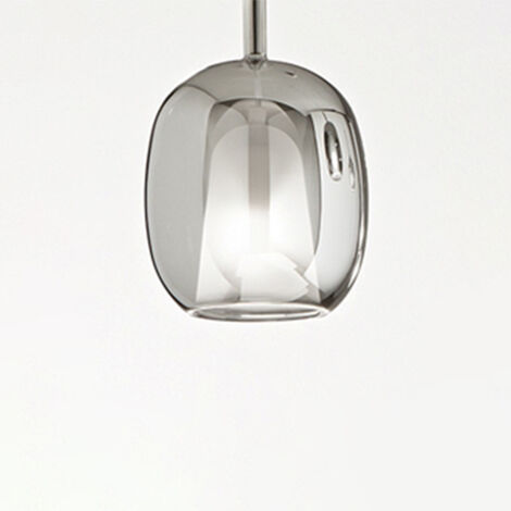 Vetro Borosilicato Contemporaneo Rain Fumè Specchiato D17,5 Senza Rosone