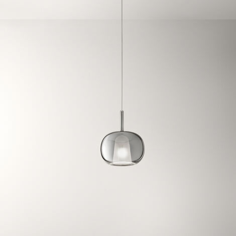 Vetro Borosilicato Contemporaneo Rain Fumè Specchiato D22,5 Senza Rosone