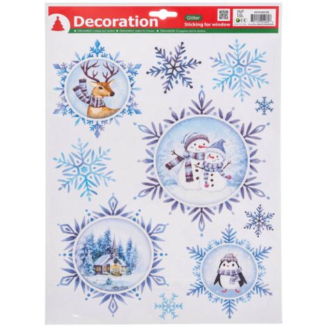 Vetro deco bianco argento glitter 29x41cm - Feeric lights & christmas