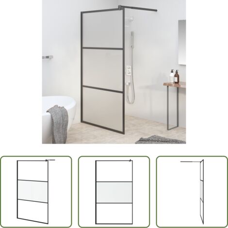 Vetro ESG -  Parete Doccia Walk in 115x195 cm in Vetro Smerigliato ESG Nero