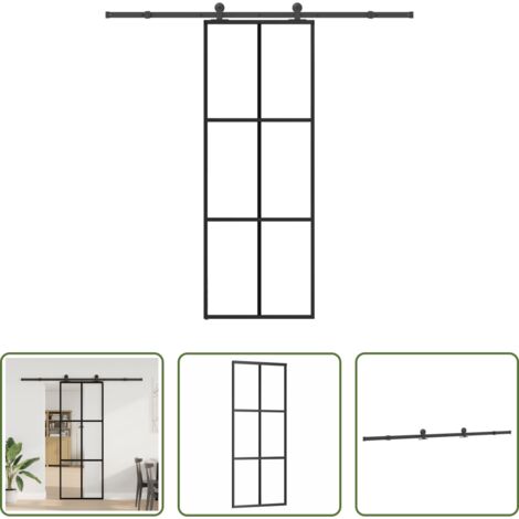 Vetro esg -  Porta Scorrevole con Ferramenta 76x205cm Vetro ESG Alluminio