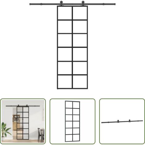 Vetro esg -  Porta Scorrevole con Ferramenta 76x205cm Vetro ESG Alluminio