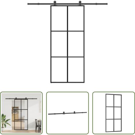 Vetro esg -  Porta Scorrevole con Ferramenta 90x205cm Vetro ESG Alluminio