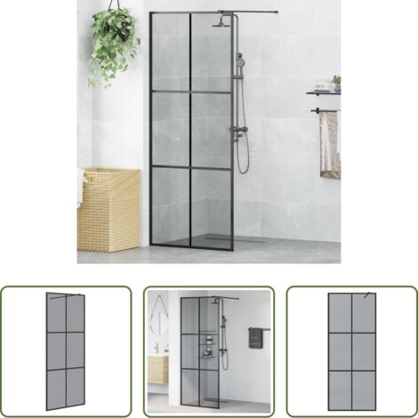 Vetro temperato -  Parete Doccia Walk-in Nero 80 x 195 cm vetro temperato