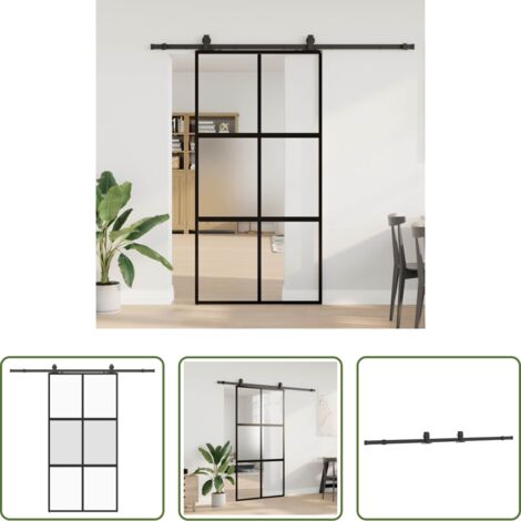 Vetro temperato -  Porta Scorrevole Ferramenta Nera 102,5x205 cm Vetro Temperato