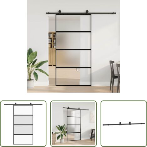 Vetro temperato -  Porta Scorrevole Ferramenta Nera 102,5x205 cm Vetro Temperato