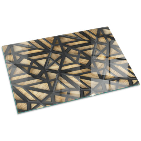 Vetro Temperato Resistente Al Calore Per Camino Protezione del Pavimento dal Calore Resistente a Scintille Geometria con legno 100x70 cm