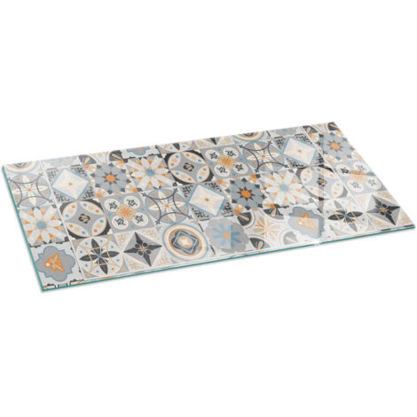 Vetro Temperato Resistente Al Calore Per Camino Protezione del Pavimento dal Calore Resistente a Scintille Motivo a mosaico su piastrelle 125x50 cm