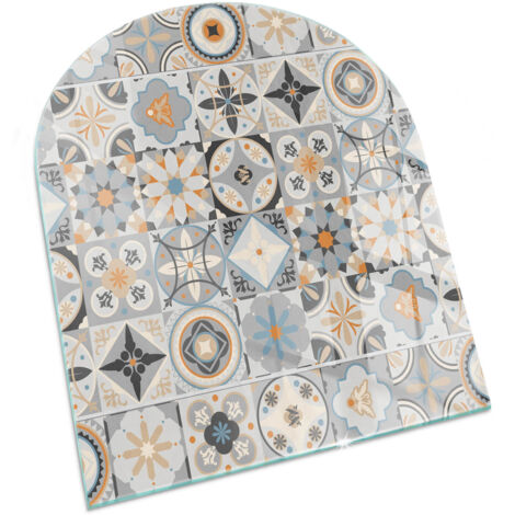 Vetro Temperato Resistente Al Calore Per Camino Protezione del Pavimento dal Calore Resistente a Scintille Motivo a mosaico su piastrelle 80x70 cm