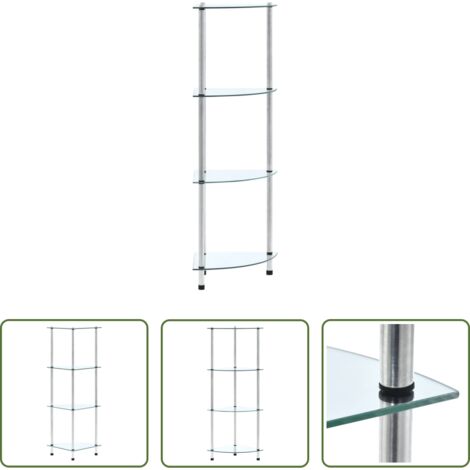 Vetro temperato -  Scaffale a 4 Livelli Trasparente 30x30x100cm in Vetro Temperato
