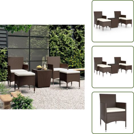 Vetro temperato - vidaXL Set Bistrot Giardino 5 pz Polyrattan e Vetro Temperato Marrone - Rattan