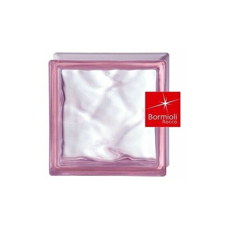 Image of Vetromattone ondulato rosa cipira lucido vetrocemento 19x19x8 cm Bormioli Rocco
