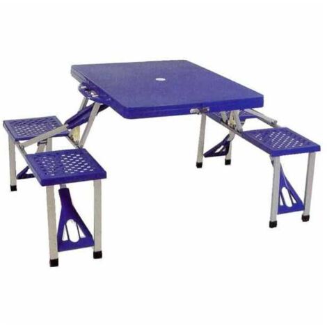 Vette 03983 Tavolo da Picnic Pieghevole con Panche Incorporate Struttura Alluminio Piano ABS 65x85 h 66 cm